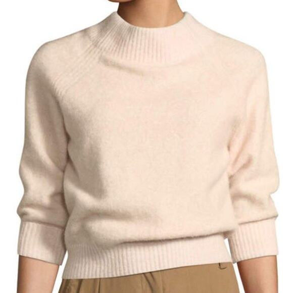 3.1 Phillip Lim 3/4 Sleeve Lofty Rib Alpaca Blend Pullover Sweater Blush Pink M - Picture 10 of 12